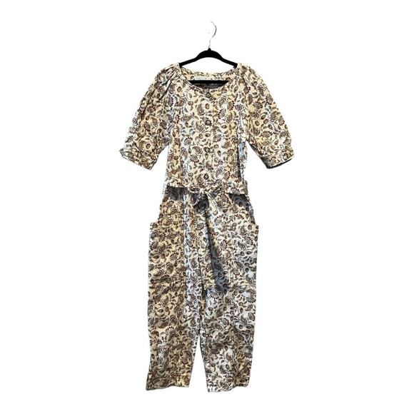 Zara Girls Tie Waist Paisley Jumpsuit size 8 - Picture 1 of 11